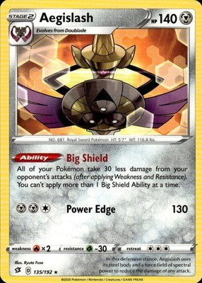 Aegislash 135/192 Rebel Clash Ungraded
