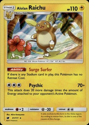 Alolan Raichu 31/111 Crimson Invasion Ungraded