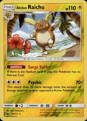 Alolan Raichu 31/111 Crimson Invasion Ungraded