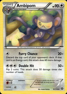 Ambipom 91/114 Steam Siege Ungraded