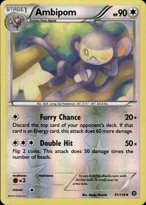 Ambipom 91/114 Steam Siege Ungraded
