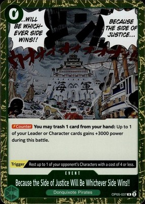 Because the Side of Justice Will Be Whichever Side Wins!! (Reprin OP05-037 Premium Booster -The Best- Vol. 2 Ungraded