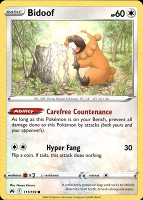 Bidoof 111/159 Crown Zenith Ungraded