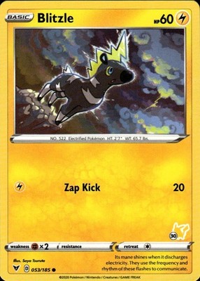 Blitzle (#55 Pikachu Stamped) 053/185 Battle Academy 2022 Ungraded
