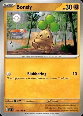 Bonsly 110/197 Obsidian Flames Ungraded