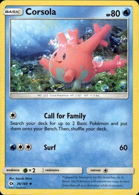 Corsola 36/149 SM Base Set Ungraded