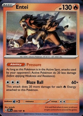 Entei 030/197 Obsidian Flames Ungraded