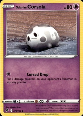 Galarian Corsola 078/192 Rebel Clash Ungraded