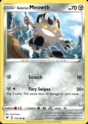 Galarian Meowth 112/185 Vivid Voltage Ungraded