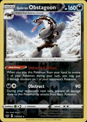 Galarian Obstagoon 119/202 Sword & Shield Ungraded