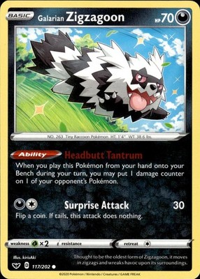 Galarian Zigzagoon 117/202 Sword & Shield Ungraded