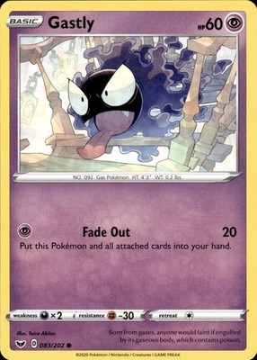 Gastly 083/202 Sword & Shield Ungraded