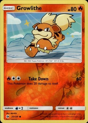 Growlithe 21/149 SM Base Set Ungraded