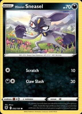 Hisuian Sneasel (Cosmos Holo) 92/189 Deck Exclusives Ungraded
