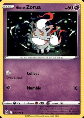 Hisuian Zorua 075/196 Lost Origin Ungraded