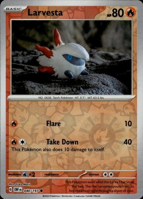 Larvesta 040/197 Obsidian Flames Ungraded
