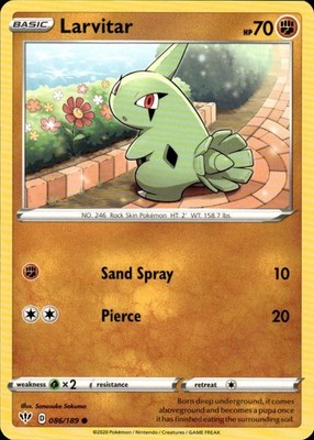 Larvitar 086/189 Darkness Ablaze Ungraded