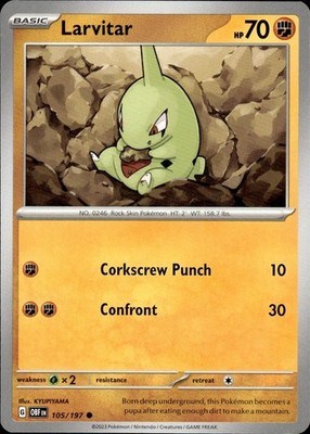 Larvitar 105/197 Obsidian Flames Ungraded