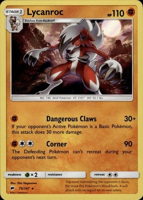 Lycanroc 75/147 Burning Shadows Ungraded
