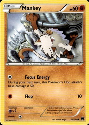 Mankey 52/114 Steam Siege Ungraded