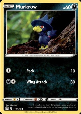 Murkrow 114/196 Lost Origin Ungraded