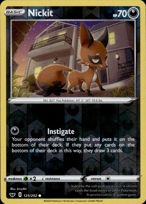Nickit 125/202 Sword & Shield Ungraded