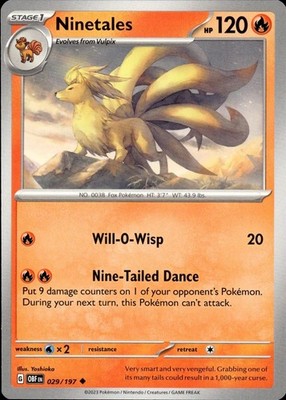 Ninetales 029/197 Obsidian Flames Ungraded