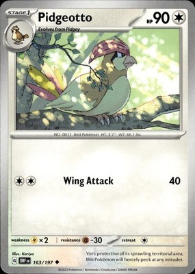 Pidgeotto 163/197 Obsidian Flames Ungraded