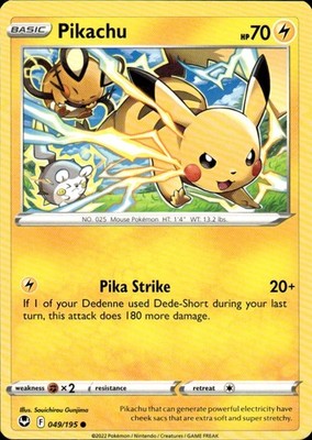 Pikachu 049/195 Silver Tempest Ungraded