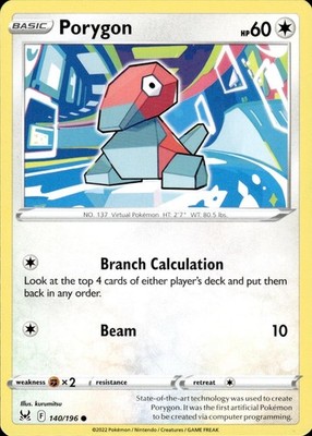 Porygon 140/196 Lost Origin Ungraded
