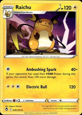 Raichu 050/195 Silver Tempest Ungraded