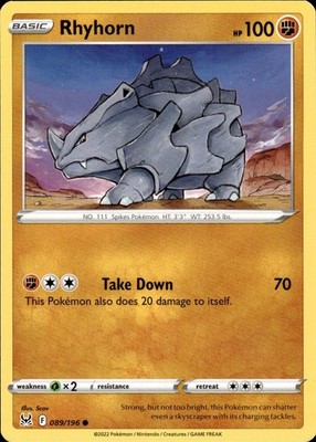 Rhyhorn 089/196 Lost Origin Ungraded
