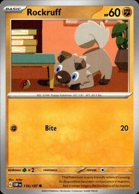 Rockruff 116/197 Obsidian Flames Ungraded