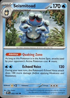 Seismitoad 052/197 Obsidian Flames Ungraded
