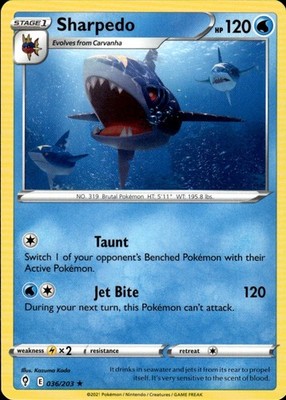 Sharpedo 036/203 Evolving Skies Ungraded