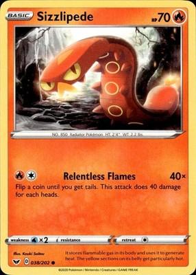 Sizzlipede 038/202 Sword & Shield Ungraded