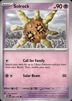 Solrock 093/197 Obsidian Flames Ungraded