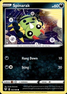 Spinarak 102/189 Darkness Ablaze Ungraded