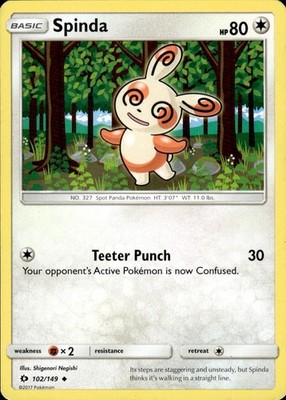 Spinda 102/149 SM Base Set Ungraded