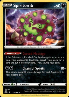 Spiritomb 117/196 Lost Origin Ungraded