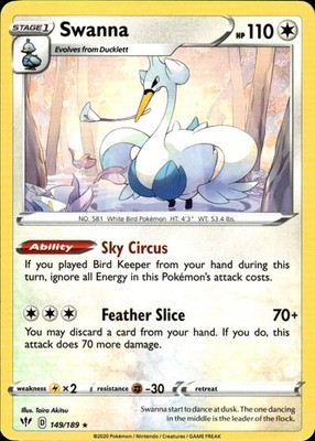 Swanna 149/189 Darkness Ablaze Ungraded