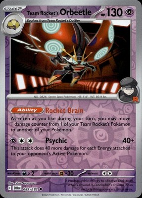 Team Rocket's Orbeetle 089/182 Destined Rivals Ungraded