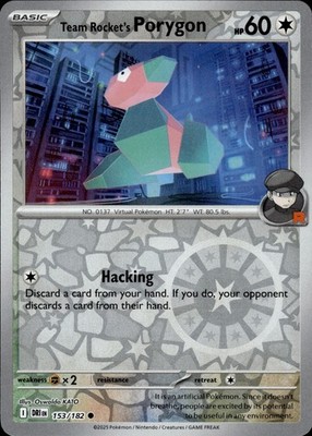 Team Rocket's Porygon 153/182 Destined Rivals Ungraded