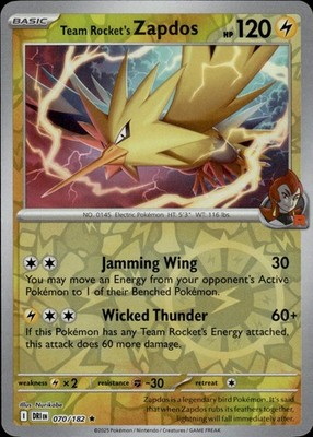 Team Rocket's Zapdos 070/182 Destined Rivals Ungraded