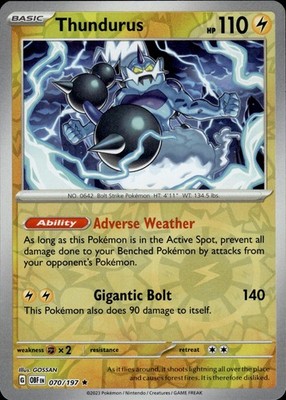 Thundurus 070/197 Obsidian Flames Ungraded