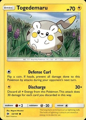 Togedemaru 53/149 SM Base Set Ungraded