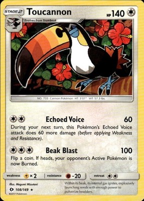 Toucannon 108/149 SM Base Set Ungraded