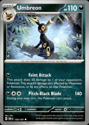 Umbreon 130/197 Obsidian Flames Ungraded