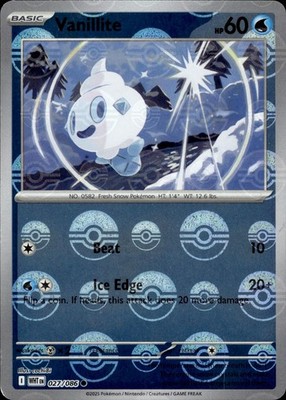 Vanillite (Poke Ball Pattern) 027/086 White Flare Ungraded