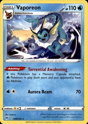 Vaporeon 030/185 Vivid Voltage Ungraded